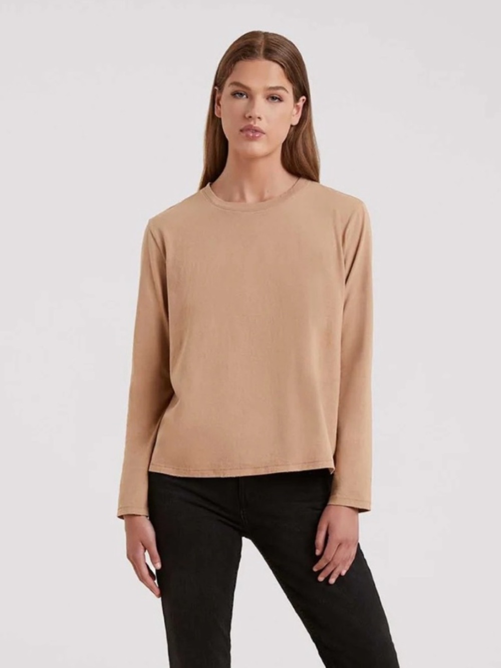 Nuuds Vintage Cotton Long Sleeve Everyday T-Shirt Cinnamon Sz S